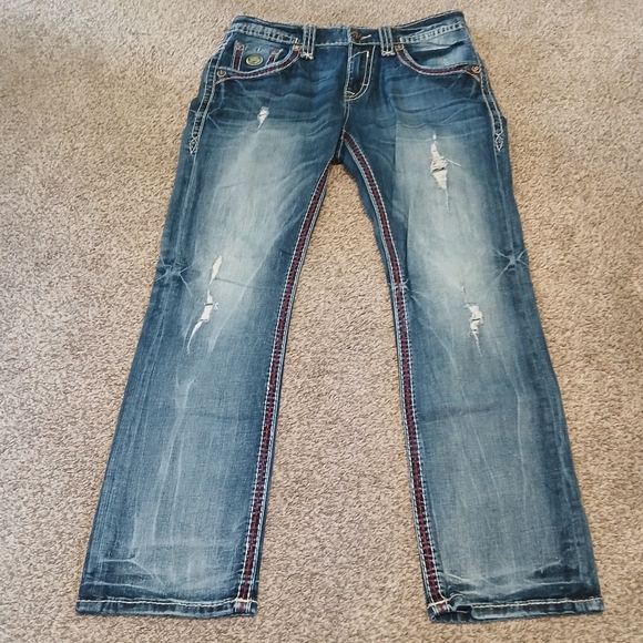 Rock Revival Other - Rock Revival Wren Y2K Distressed Denim Jeans Men's Size 33 X 32